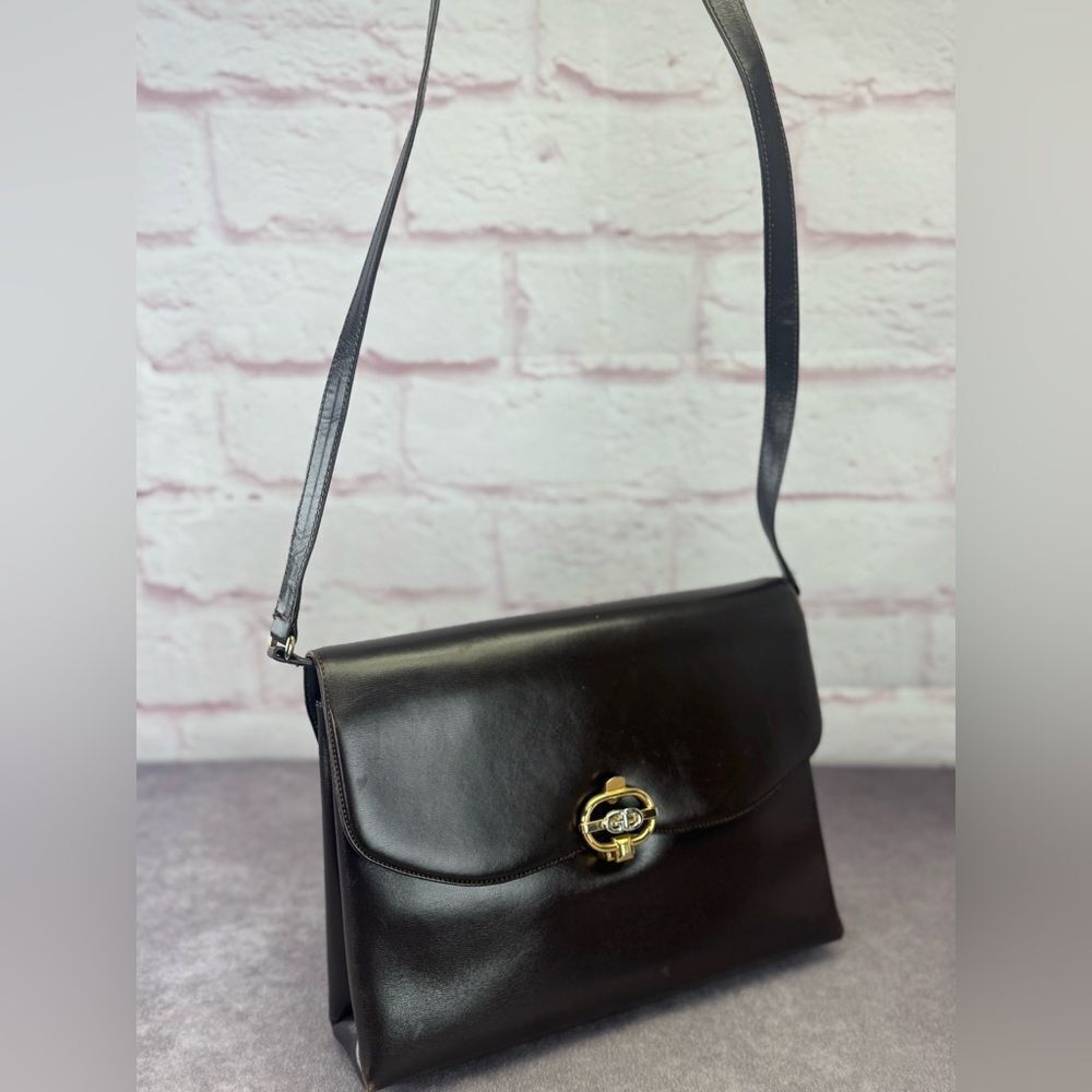 Gucci Vintage Patent Brown Leather Shoulder Bag